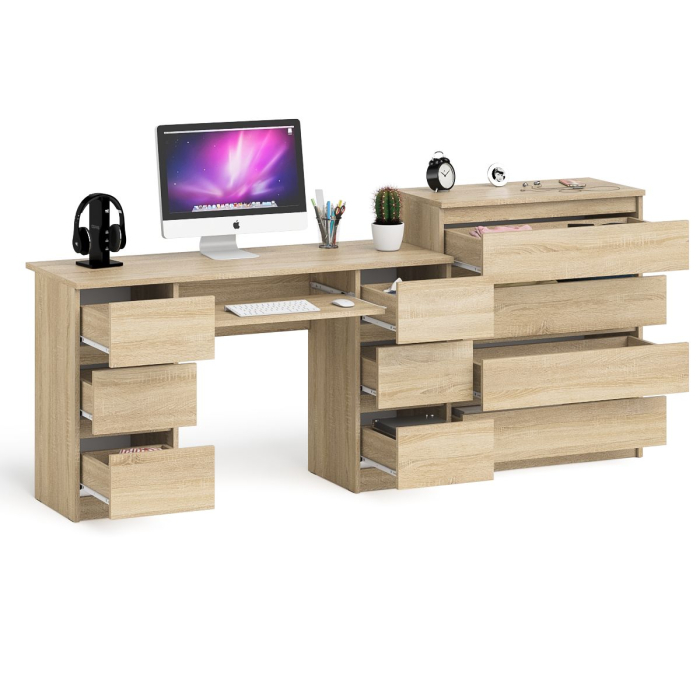 Компьютерные столы, Комод 800 4-ре ящика Мори и двухтумбовый компьютерный стол МС-2