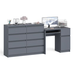 Комод 8-мь ящиков Мори МК1200 и правый компьютерный стол Мори МС-1