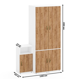 Два узких платяных шкафа для одежды Лидер-8 23Б и тумбочка с нишей 3.19