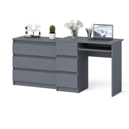 Стол компьютерный с тумбой МС-6 левый с комодом на три ящика МК800 Мори