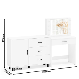 Косметический стол с подсветкой и выдвижным ящиком СТ-4 и комод 122-1204