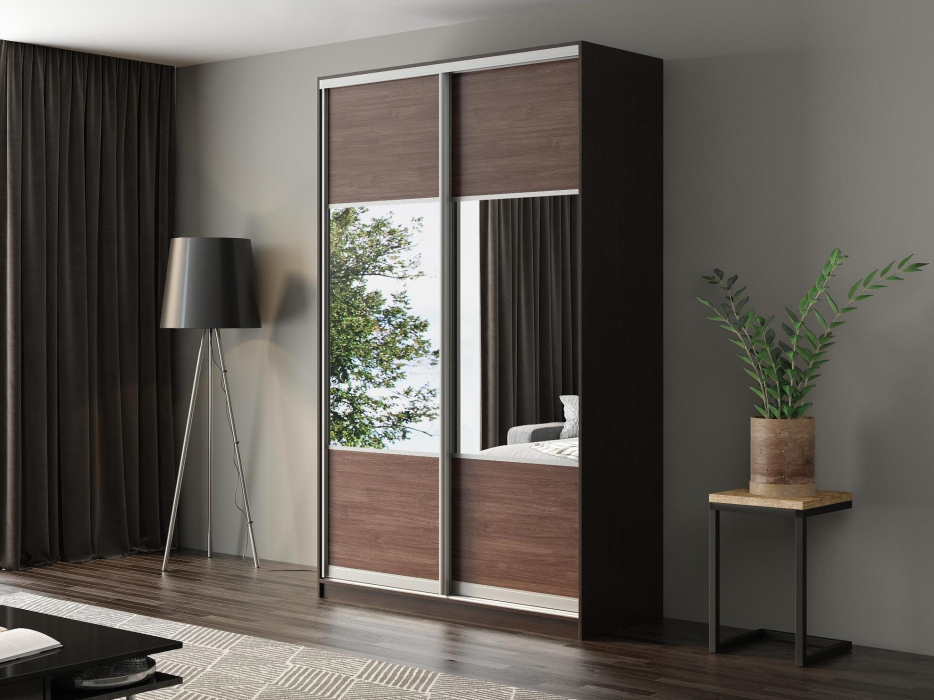 Шкафы-купе, Шкаф-купе Айсберг 140 ВЕНГЕ (шамони темный/комбинированный)