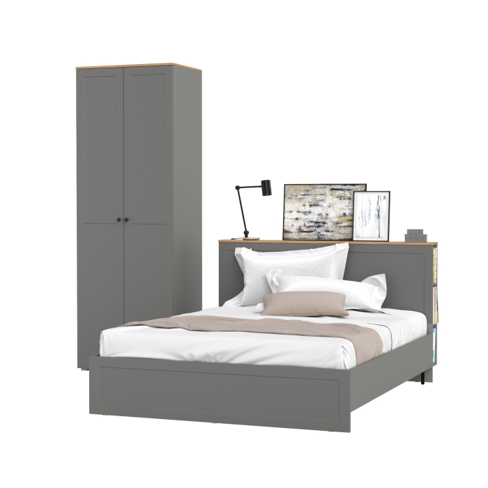 Спальные гарнитуры, Шкаф-комод для одежды Остин и кровать с ортопедическим основанием 1600