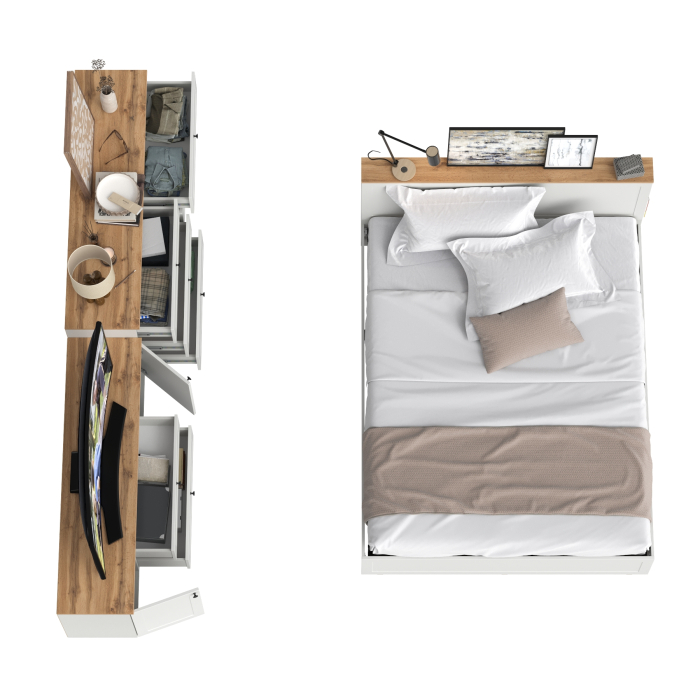 Спальные гарнитуры, Кровать двуспальная с ортопедическим основанием Остин с ТВ-тумбочкой и комодом 16.240