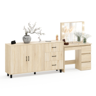 С зеркалом, Косметический столик Сура с зеркалом и подсветкой и с тумбой-комодом 123-1604