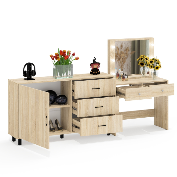 Туалетные столики, Косметический столик с лампочками СТ-5 и комод-тумба 122-1504