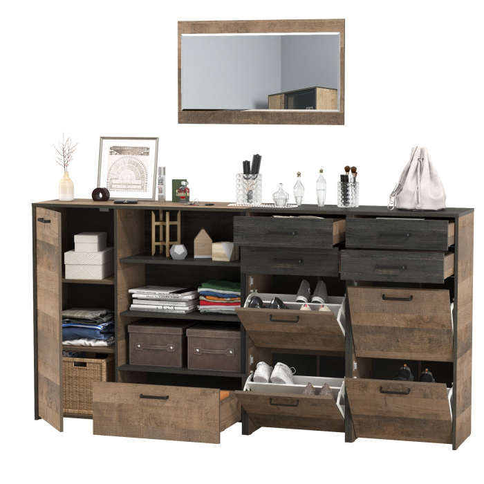 Прихожие, Навесное зеркало в прихожую Трувор с обувницами и комодом-тумбой