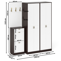 П-6 прихожая компоновка № 15 МДФ фрезеровка прованс
