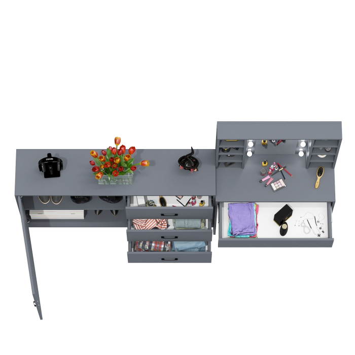 Туалетные столики, Столик туалетный с полочками и с подсветкой и комод 122-1504