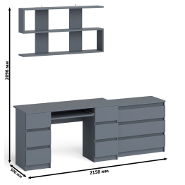 Комод Мори три ящика МК-800 и стол компьютерный Мори МС-2 с полкой 1200