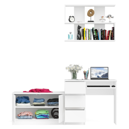 Тумба с дверками МА900 с компьютерным столом МС-6 левым и полкой 900