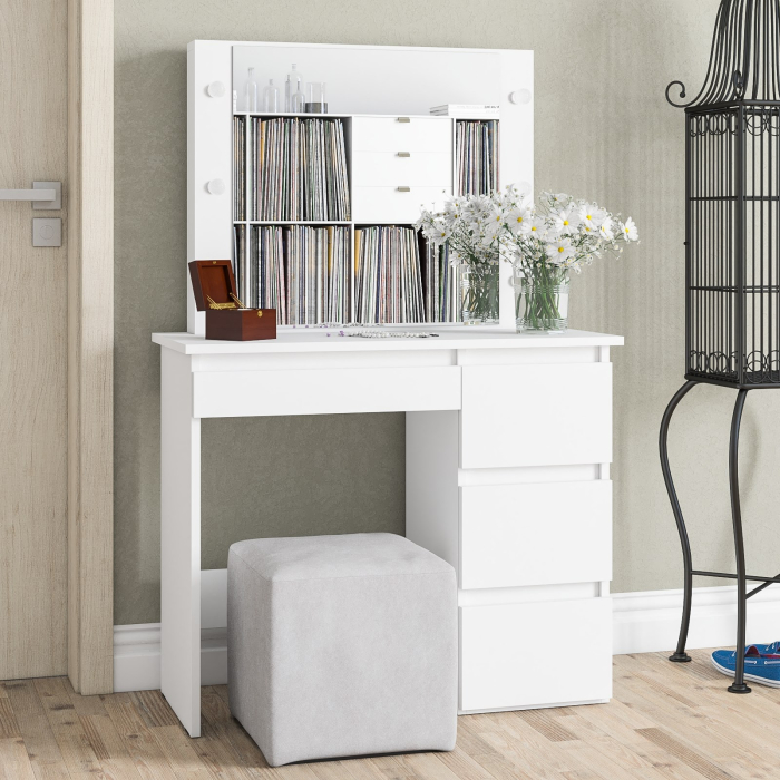 С зеркалом, Стол косметический с подсветкой Сура