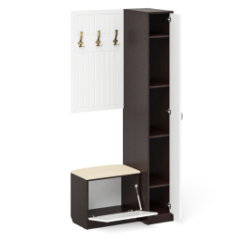 Вешалка для верхней одежды с обувницей с мягким сиденьем и пенал П-6-500 фрезеровка прованс