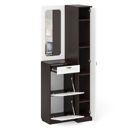 Пенал для прихожей П-6-500 и высокая обувница с зеркалом фрезеровка ромб