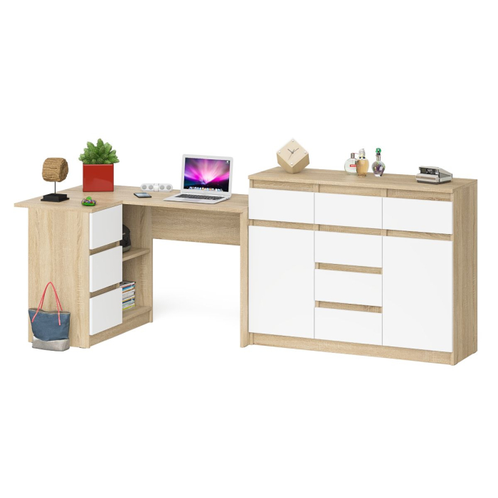 Компьютерные столы, Тумба-комод Мори 1200 с угловым компьютерным столом МС-16 с тумбой слева Мори