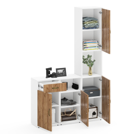 Набор для домашнего офиса из пенала и двух разных тумб Лидер-8.