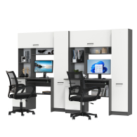 Прямые компьютерные столы, Столы рабочие для двоих с компьютерными креслами Aльфа