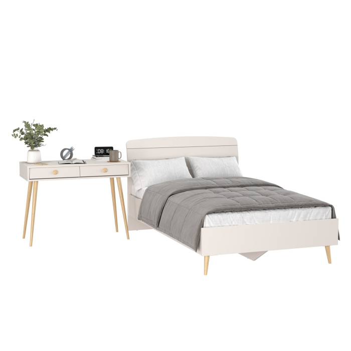 Спальные гарнитуры, Стол на ножках с ящиками и кровать Афина 1200