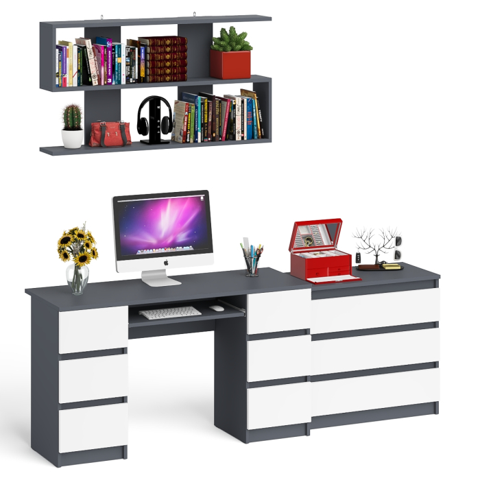 Домашние кабинеты, Комод Мори три ящика МК-800 и стол компьютерный Мори МС-2 с полкой 1200