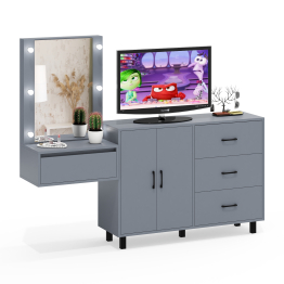 Стол косметический навесной с подсветкой и тумба-комод 123-1204.