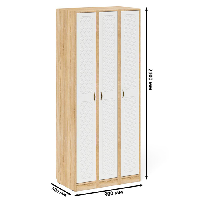 Шкафы распашные, Три пенала в прихожую П-6-500 фрезеровка ромб