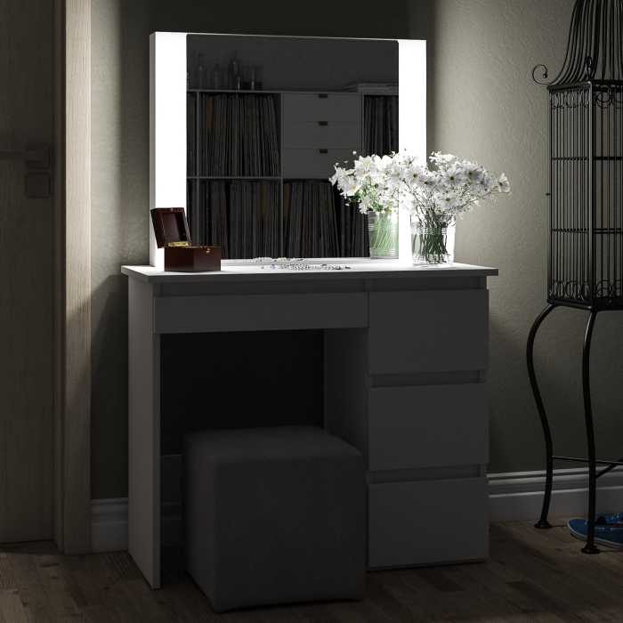 С зеркалом, Стол косметический с подсветкой Сура