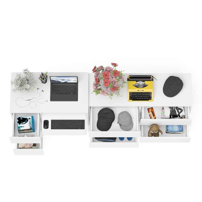 Домашние кабинеты, Комод Мори МК1200 6-ть ящиков со столом компьютерным МС-6 левым