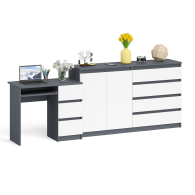 Компьютерные столы, Комод-тумба Мори МК1600 четыре ящика и дверки со столом компьютерным МС-6 тумба справа