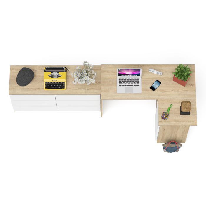 Компьютерные столы, Комод Мори 1200 6 ящиков и компьютерный угловой стол МС-16 правый