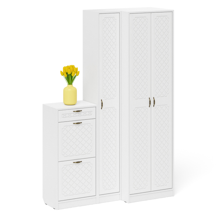 Прихожие, Обувница П-6 две секции с пеналом и шкафом № 28 МДФ фрезеровка ромб