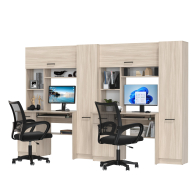 Прямые компьютерные столы, Столы рабочие для двоих с компьютерными креслами Aльфа