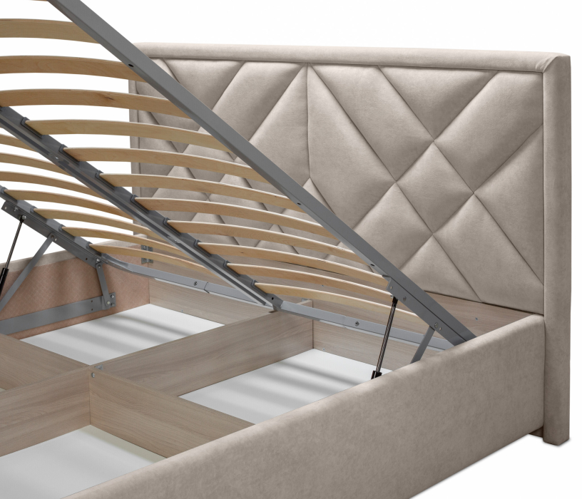 Мягкая кровать, Кровать с мягким изголовьем Сидней 160 с подъемным механизмом, микровелюр