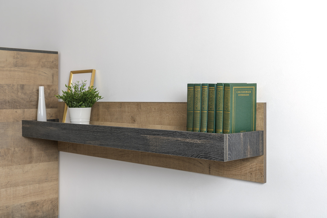 Стенки для гостиной, Тумба для телевизора с навесной полкой с комодом и пеналом с подсветкой Трувор