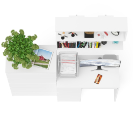 Стол компьютерный Мори с тумбой слева с высоким комодом МК700-5 и полкой 900