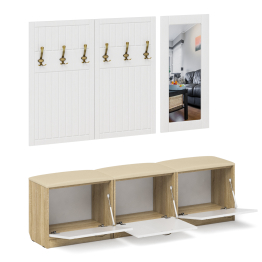 Набор мебели для прихожей из обувниц зеркала и вешалок П-6 № 03 МДФ фрезеровка прованс