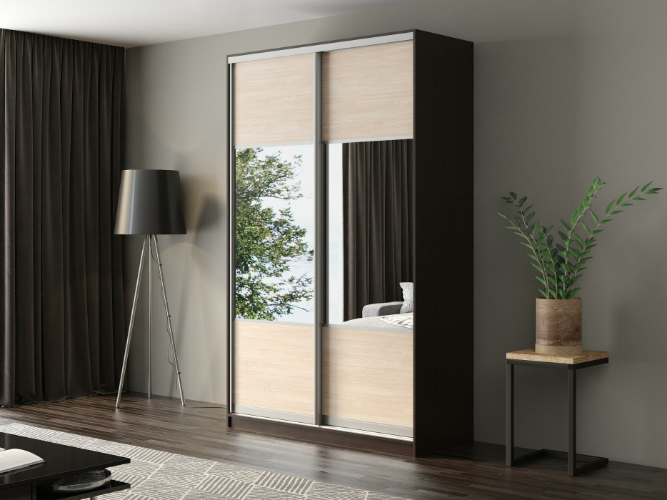 Шкафы-купе, Шкаф-купе Айсберг 160 ВЕНГЕ (шамони светлый/комбинированный)