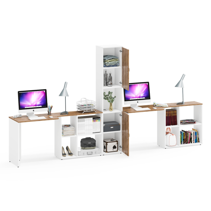 Домашние кабинеты, Два стола-трансформера для домашнего кабинета и пенал с дверками Лидер-8