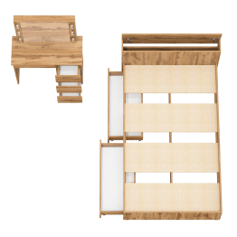 Кровать с ящиками полутораспальная Ксения 1200 и туалетный столик с подсветкой Сура