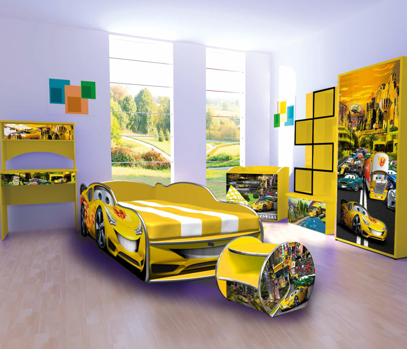 Кровати 160х80, Кровать машина детская ФОРМУЛА ЖЁЛТАЯ 4.0 - 160см