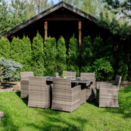 Обеденный комплект FIONA из искусственного ротанга серый