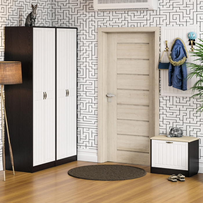 Прихожие, Обувница с мягким сиденьем с вешалкой для одежды П-6 МДФ фрезеровка прованс