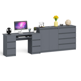 Компьютерный двухтумбовый стол с панелью для клавиатуры с тумбой-комодом 1600 Мори