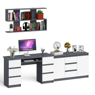 Домашние кабинеты, Двухтумбовый стол компьютерный с ящиками МС-2 с тумбой-комодом и полкой 1200 Мори
