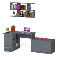 Угловые, Угловой компьютерный стол Мори МС-16 левый с тумбой две двери МА900.1 и широкой полкой 1200