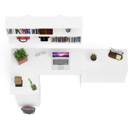 Комод на три ящика Мори МК800.1 с компьютерным столом для работы левый и открытой полкой