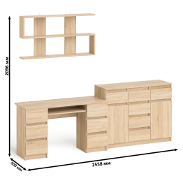 Комод-тумба Мори МК1200.4 с открытой верхней полкой и стол компьютерный МС-2