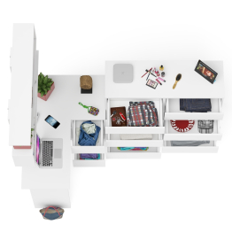 Набор мебели из углового компьютерного стола Мори МС-16 правого с книжной полкой и комода МК1200.10