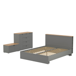 Кровать Остин со спальным местом 1600 с ортопедическим основанием с тумбой с дверками и комодом 16.221