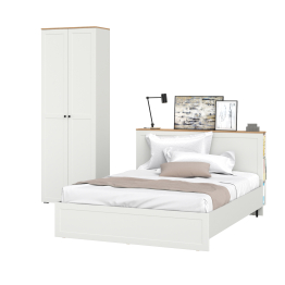 Кровать с ортопедическим основанием для матраса 1600х2000 и шкаф с полками Остин