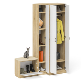 Шкаф с пеналом и обувницей с сиденьем П-6 № 25 МДФ фрезеровка прованс